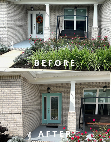 White main door before, beauitful blue after.